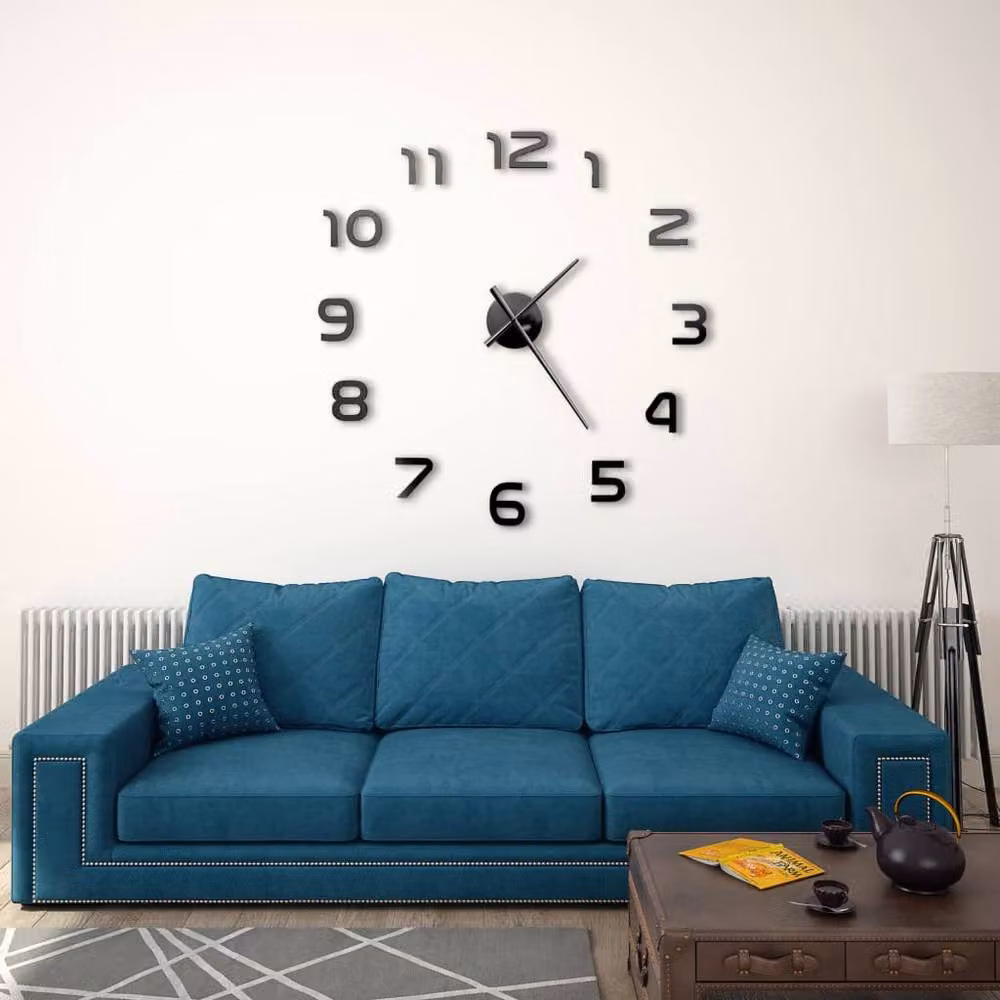 Berkfield Home Modern Geometric 3D Analog Wall Clock, Black, 100 cm – 2