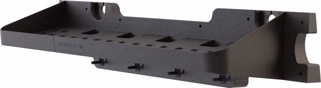 Suncast Pack of 2 Extra Deep Wall Mounted Plastic Garden Storage Shelves with Hooks in Black