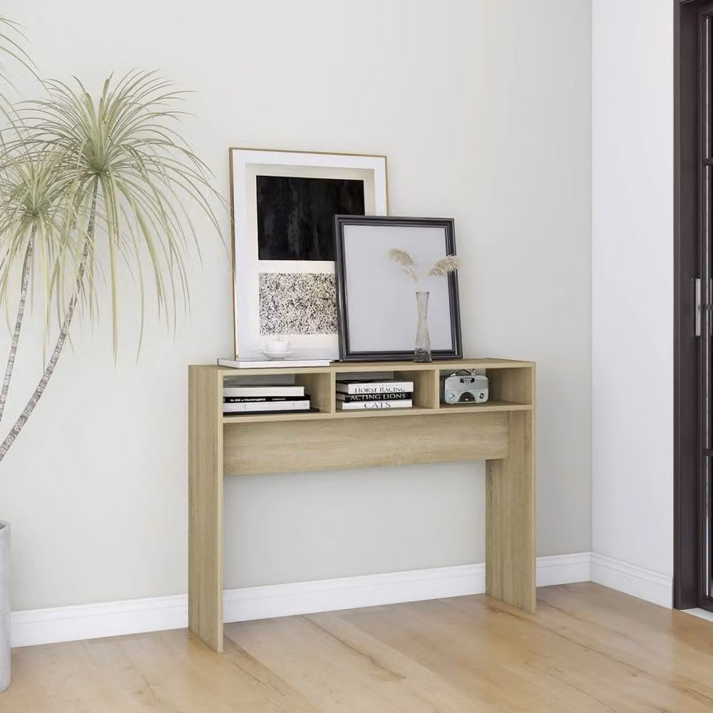 Berkfield Home Sonoma Oak Console Table in Light Brown, W/D/H: 105 x 30 x 80 cm – 2