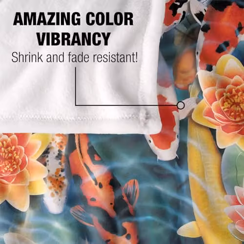 JQ Licensing Royce Mcclure Koi Fish Garden Super Soft Polyester Fleece Throw Blanket, Multicolour, W: 91 cm, D: 147 cm – 4