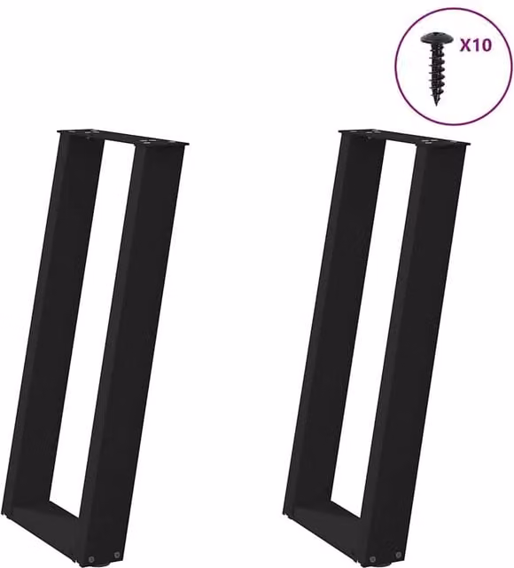 Berkfield Home U-Shaped Console Table Legs, 2 Piece Set, Black Matt Steel, W: 28 cm, H: 72-73 cm – 1