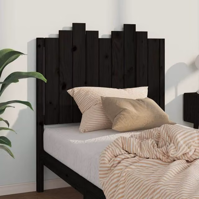 Berkfield Home Beautiful Black Solid Pine Wood Bed Headboard W/D/H: 96 x 4 x 110 cm