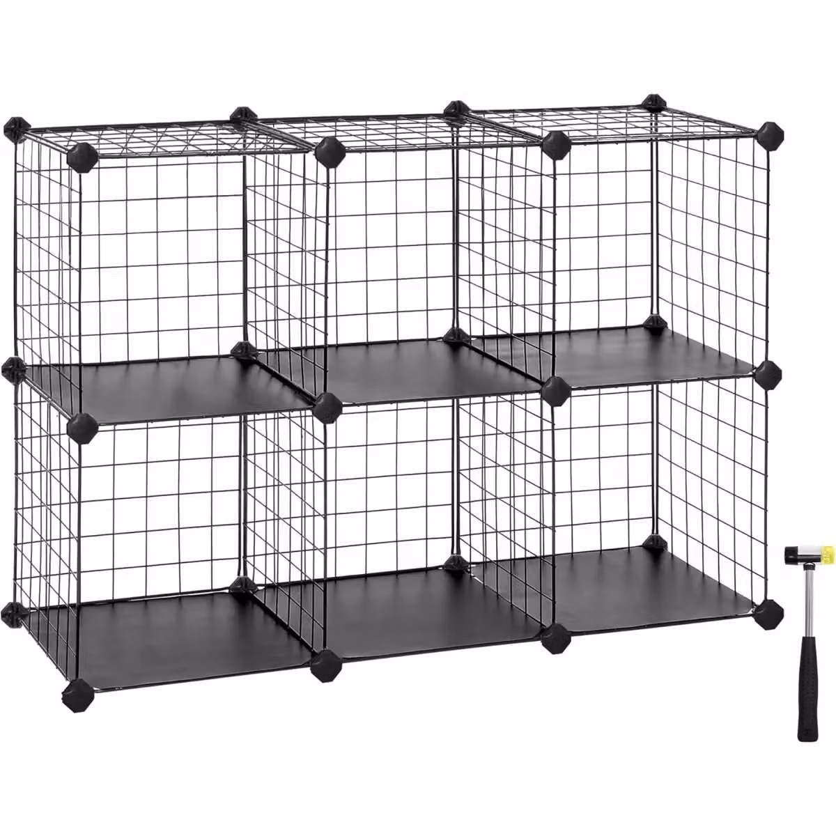 SONGMICS 6-Cube Metal Mesh Storage Shelves with Black PP Plastic Sheets – 4