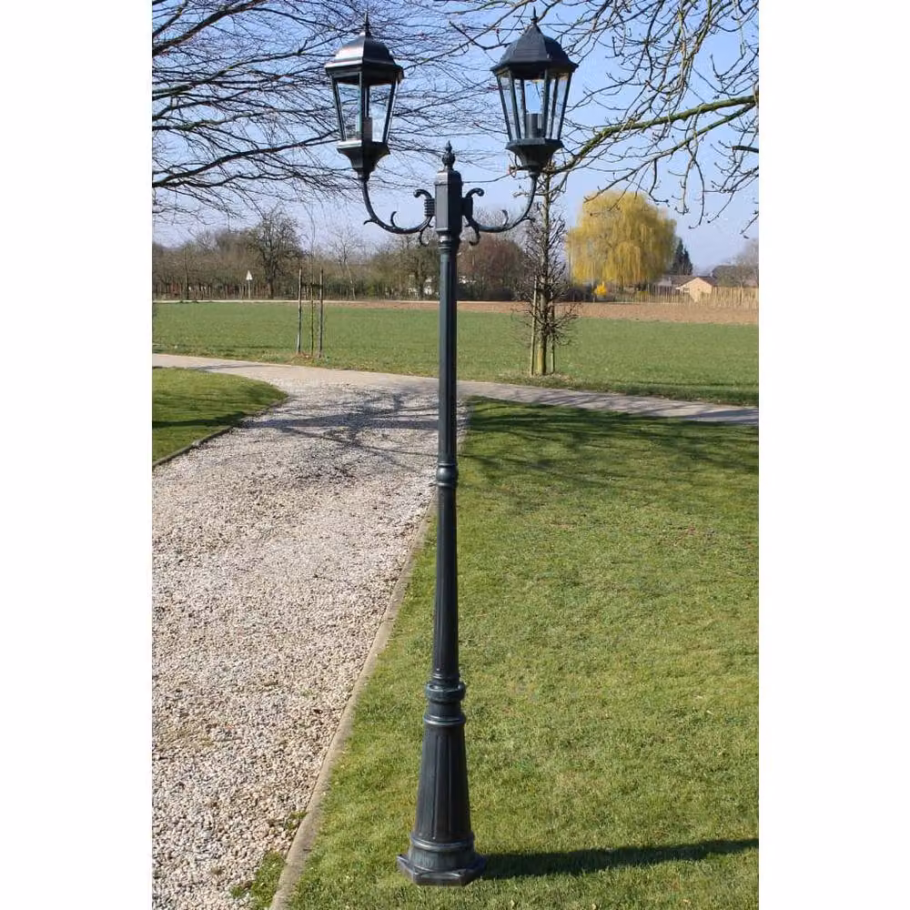 Berkfield Home 2-Arm Decorative Garden Light Post in Green and Black Aluminium, Height: 230 cm – 1