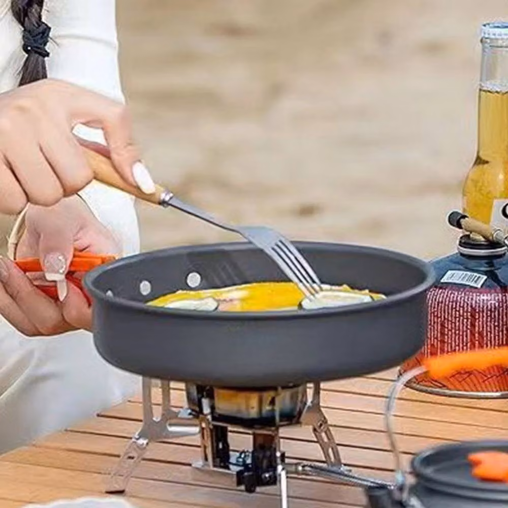 VOGREX Aluminium Camping Cookware Kit with Saucepan and Frying Pan, Black – 3