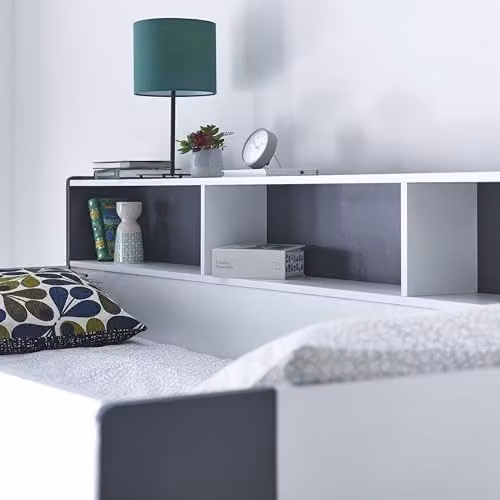 Bedmaster Oliver Triple Sleeper Bunk Bed with Storage Drawers and Spring Mattresses in Grey and White – 2