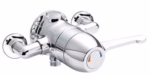 nuie VSQ2 Commercial Modern Exposed Sequential Thermostatic Shower Valve with Single Lever Handle, Chrome, H x W: 200 x 110 mm