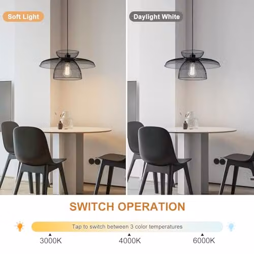 Harper Living Black Industrial Metal Mesh Pendant Ceiling Light with Adjustable Height and E27 Fitting – 3