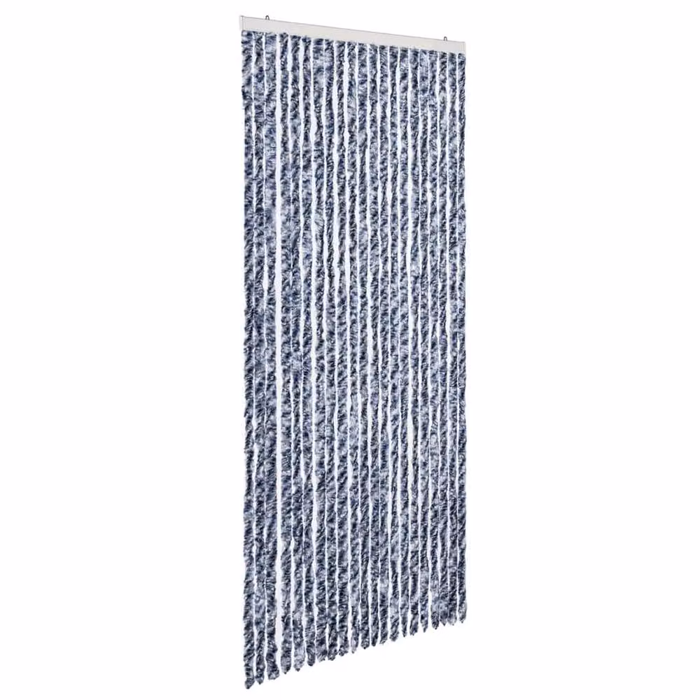 Berkfield Home Blue and White Striped Chenille Insect Curtain, W: 90 cm, H: 200 cm – 2