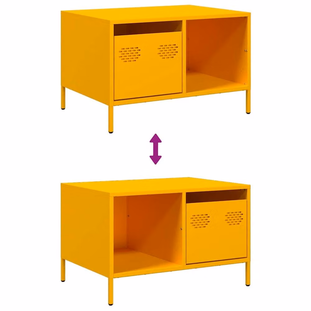 Berkfield Home Industrial Metal Coffee Table, Mustard Yellow, W: 68.5 cm, D: 50 cm, H: 43.5 cm – 4
