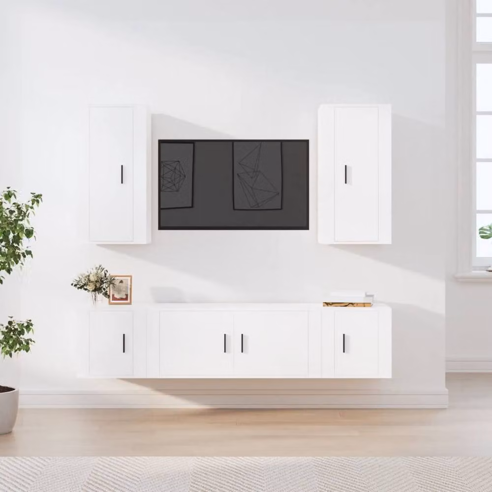 Berkfield Home Classic 5 Piece TV Cabinet Set in White MDF – 2