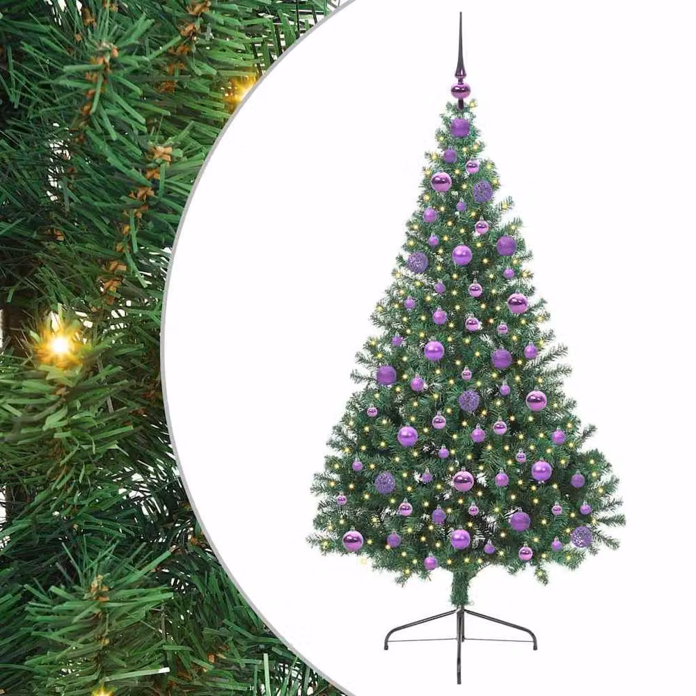 Berkfield Home Artificial Pre-lit Christmas Tree in Green, Height: 180 cm – 2