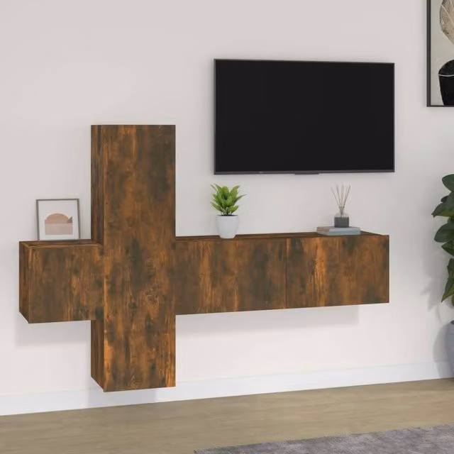 Berkfield Home 3 Piece Smoked Oak TV Cabinet Set in Brown – 1