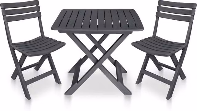 Berkfield Home 3 Piece Folding Bistro Set in Anthracite and Black Plastic