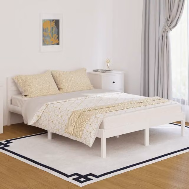 Berkfield Home Rustic Solid Wood Pine Day Bed, White, W: 140 cm, D: 200 cm