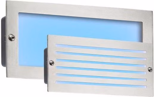 Netlighting Blue LED Recessed Brick Light with Brushed Steel Fascia in Grey