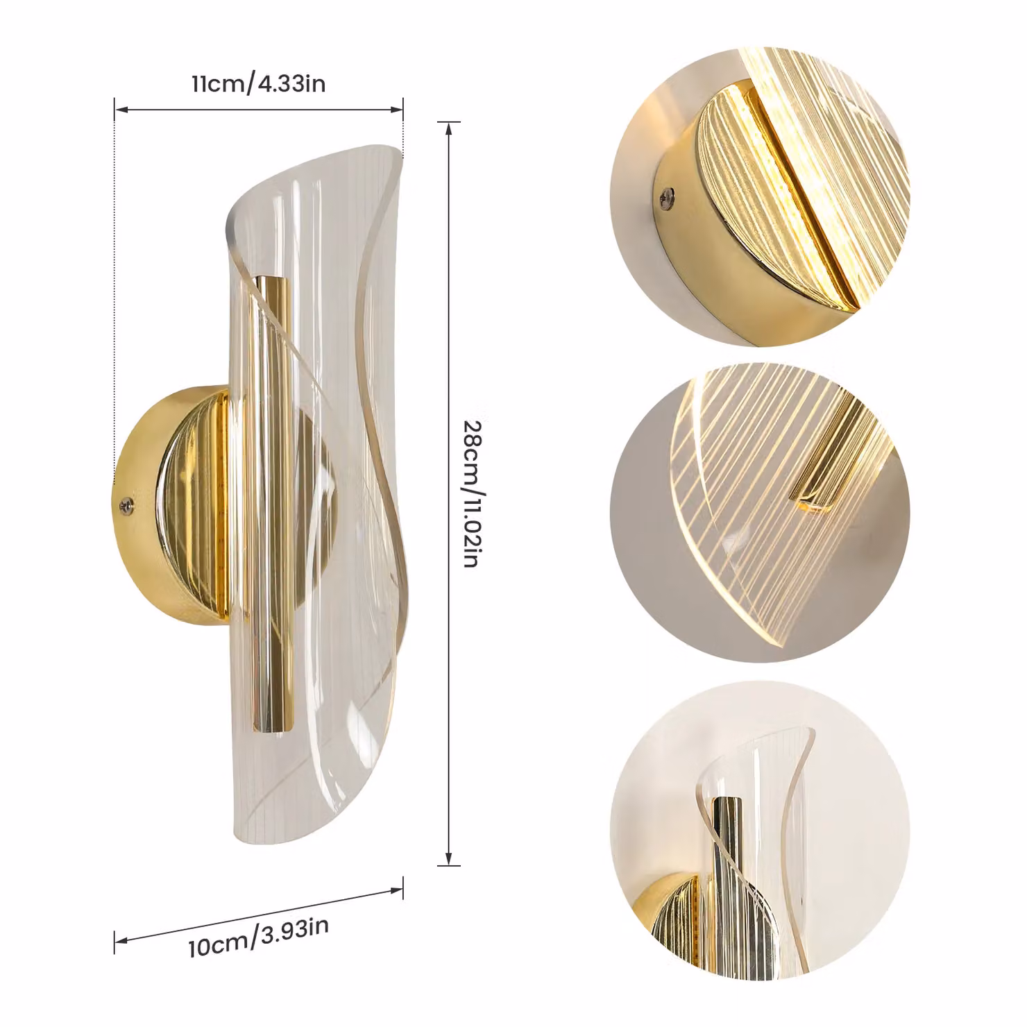 Pheashine Modern Gold Spiral LED Wall Light, 16W, H 28 cm x W 10 cm – 3
