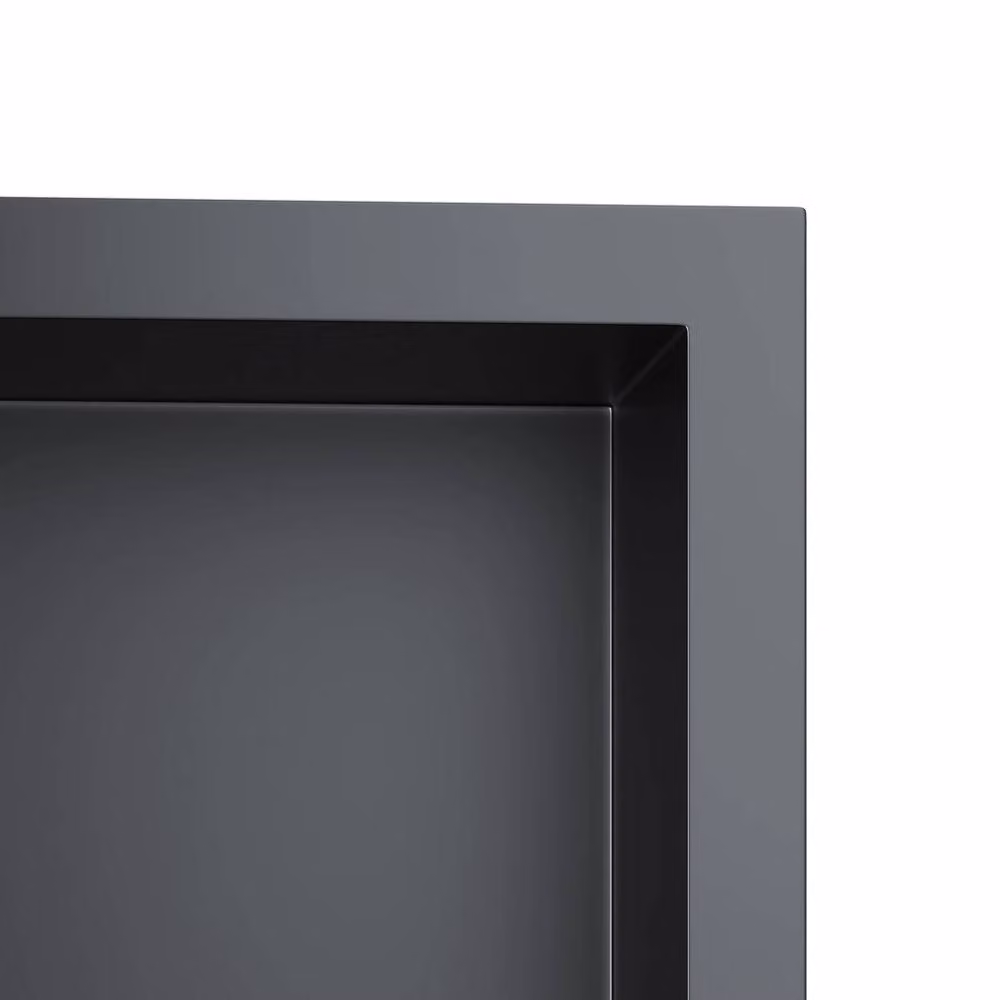 ERGOVEXA Stainless Steel Recessed Bathroom Shower Niche Storage Shelf, Black – 5