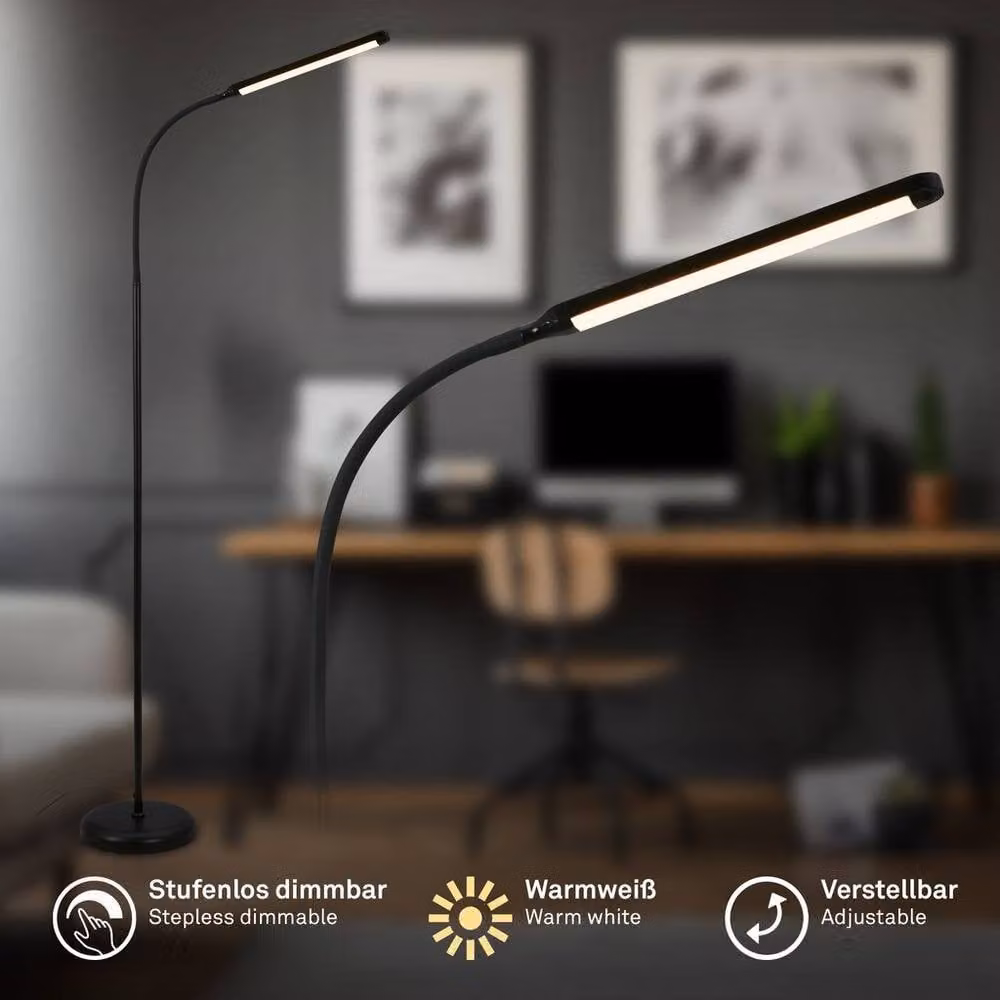 Briloner LED Floor Lamp in Black, Dimmable and Adjustable with Touch Control and USB, W/D/H: 21 x 21 x 170 cm – 2