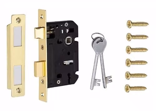 Golden Grace 3 Lever Sash Mortise Lock in Gold Electro Brass