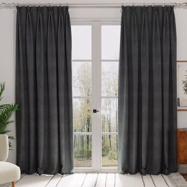 Terrys Elvira Made to Measure Blackout Fabric Curtain Panel in Grey and Black
