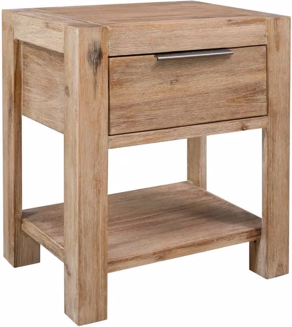 Berkfield Home Retro Nightstand with Drawer in Brown Solid Acacia Wood W/D/H: 40 x 30 x 48 cm – 1