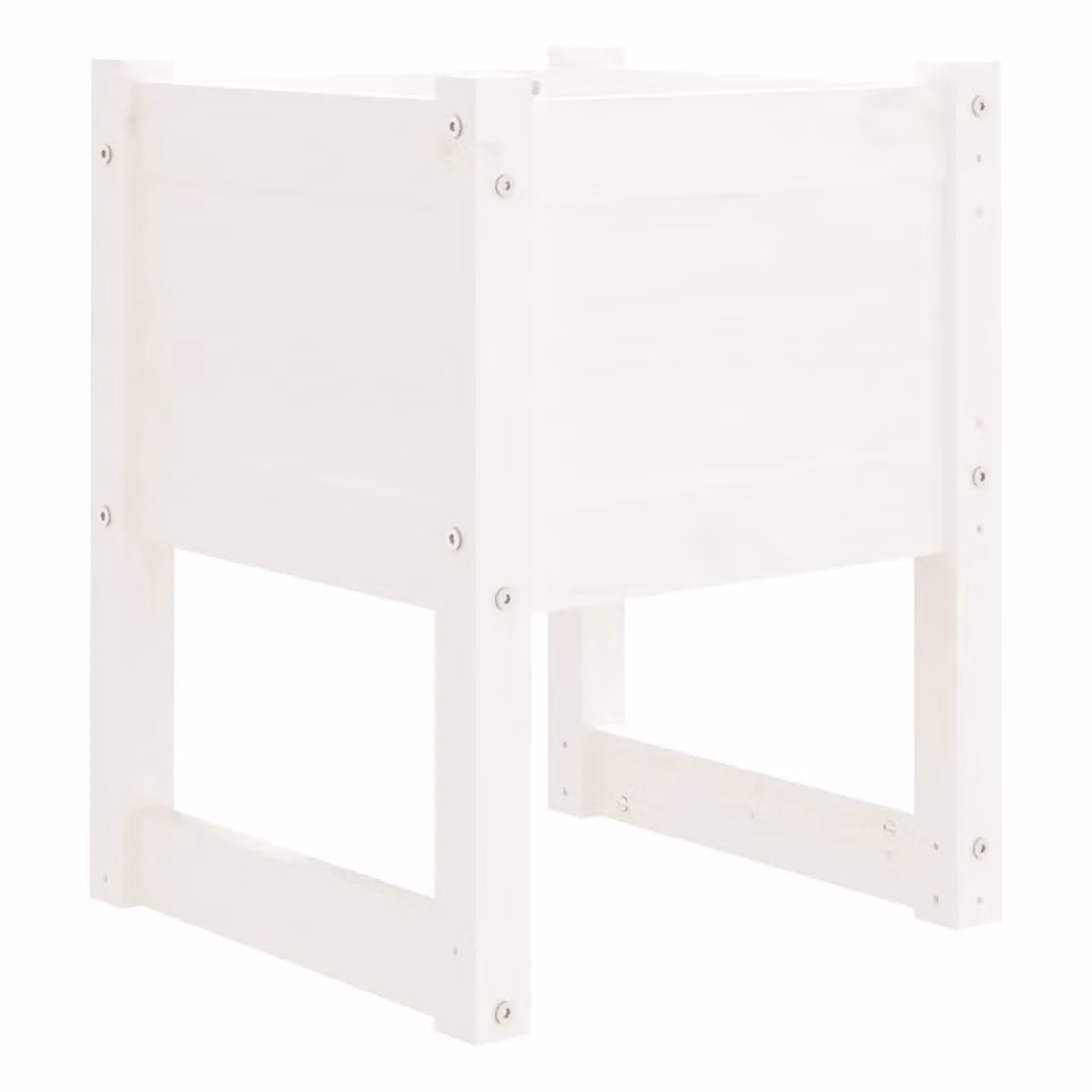 Berkfield Home White Solid Wood Pine Planter W/D/H: 40 x 40 x 52.5 cm – 2