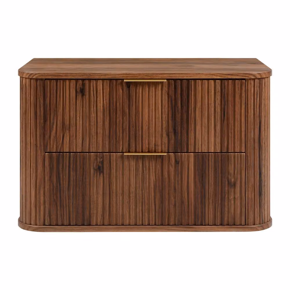 Heze Furniture Glamour Style 2 Drawer Bathroom Vanity Cabinet in Brown, W: 80 cm, D: 41.5 cm, H: 51.7 cm – 2