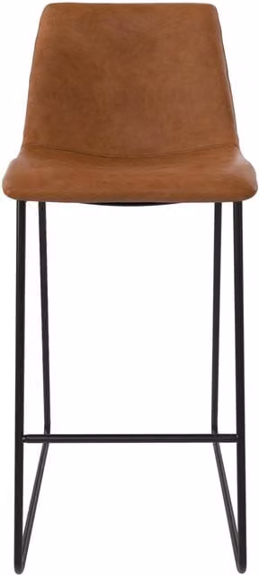 Dorel Home Bowden Mid-Century Bar Stool in Brown Synthetic Leather with Metal Frame