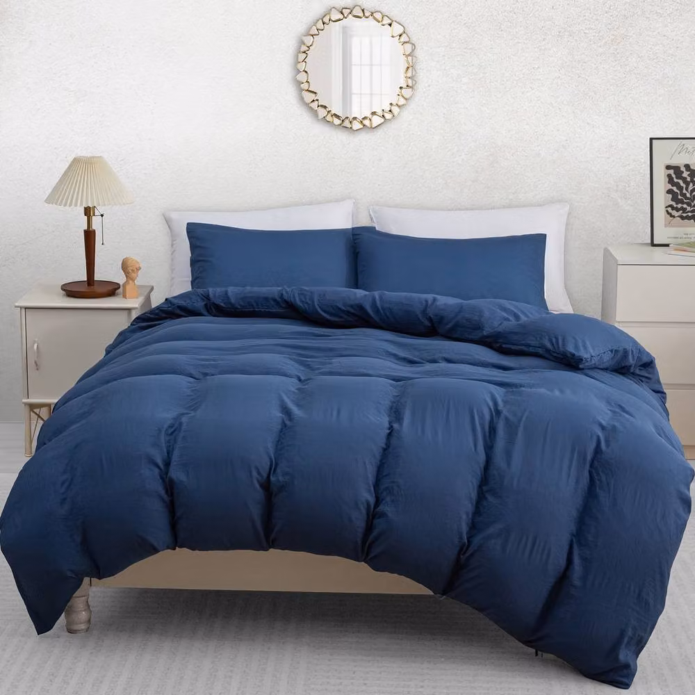 Pamposh Reversible Microfibre Duvet Cover and Pillowcase Set, Navy Blue, Double (140 x 200 cm) – 2