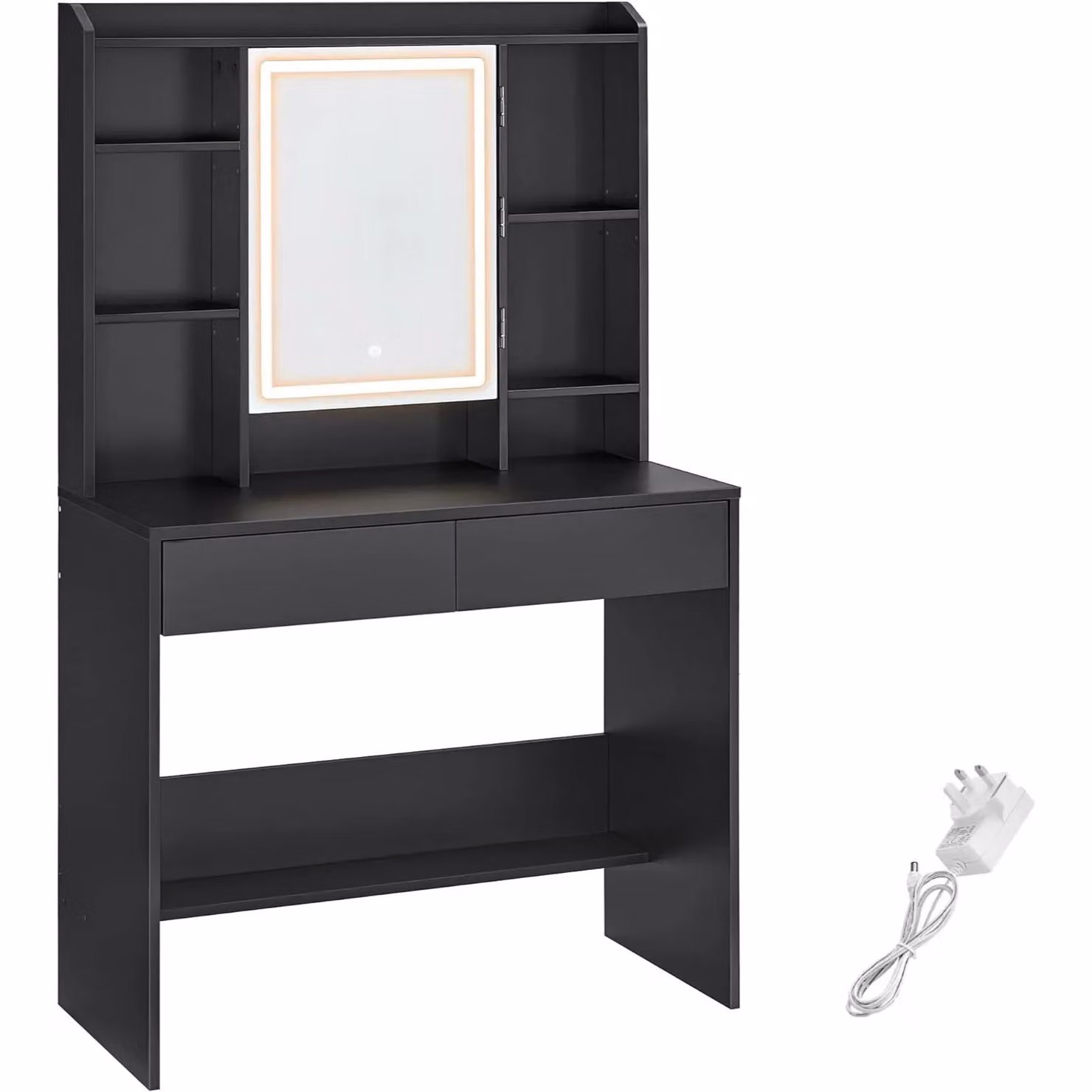VASAGLE Hollywood LED Vanity Desk with Adjustable Brightness Mirror in Black – 4