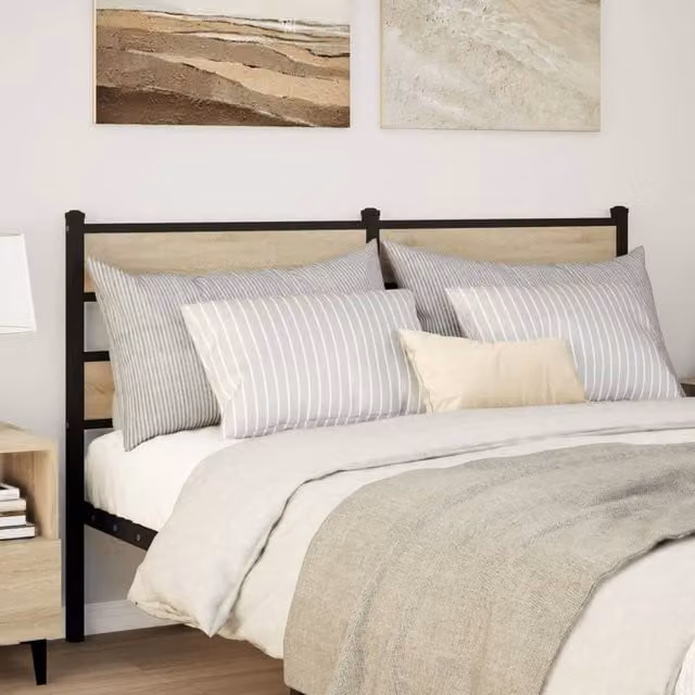 Berkfield Home Sonoma Oak Headboard in Brown with Iron and Engineered Wood, Width: 150 cm – 1