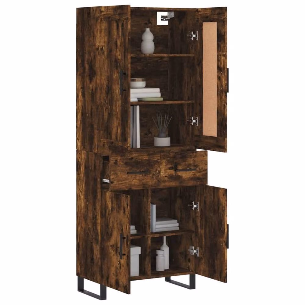 Berkfield Home Smoked Oak Highboard in Brown, W/D/H: 69.5 x 34 x 180 cm – 3