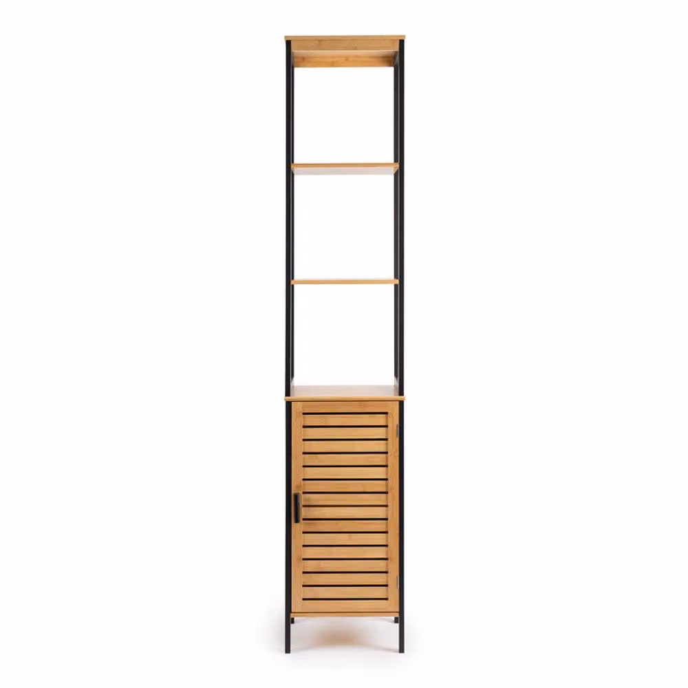 Scottish Everlastings Ltd Tall Black Modern Bathroom Unit with Hinged Doors and Internal Shelves, H: 173.0 cm, W: 30.5 cm, D: 34.0 cm – 2