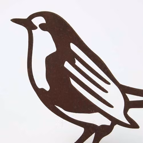 HOMESCAPES Brown Steel Robin Bird Garden Fence Topper – 2