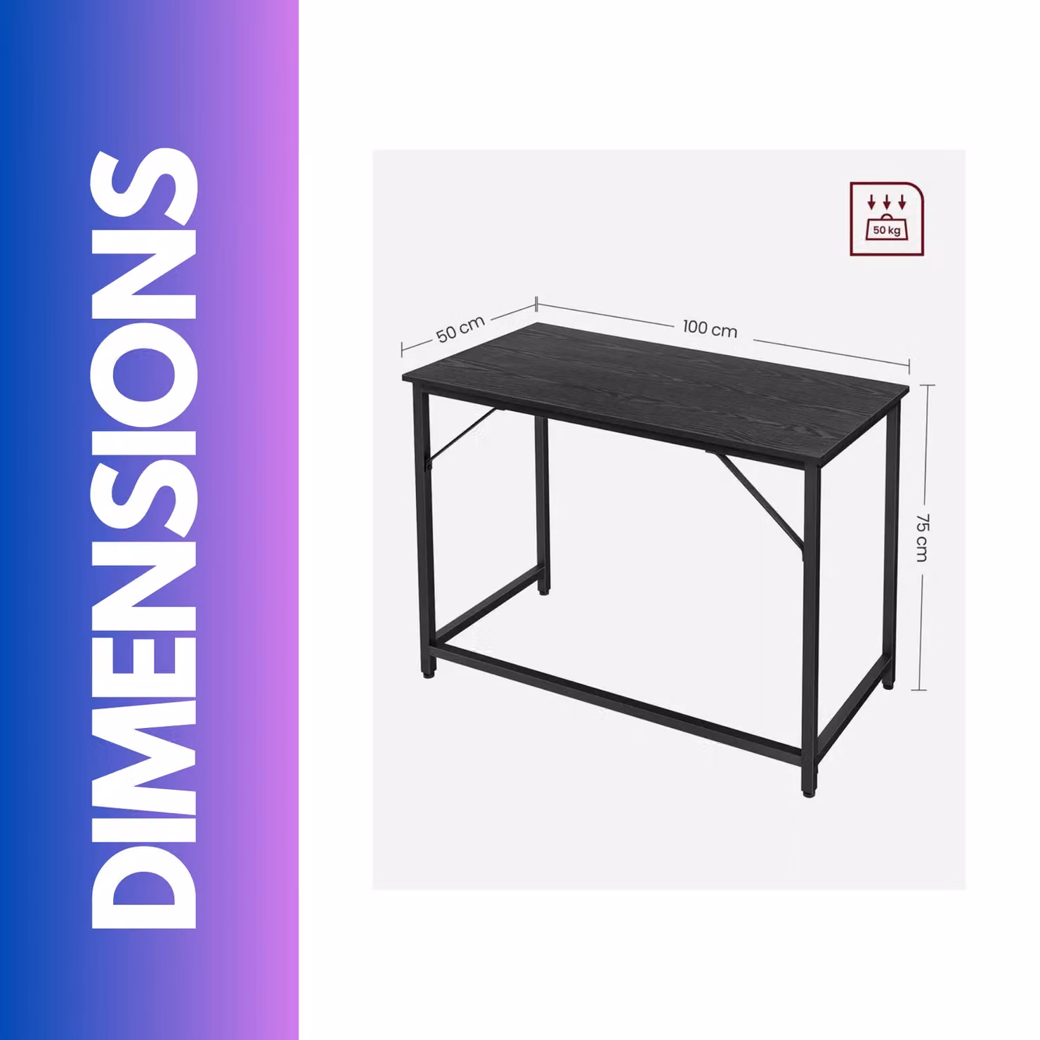 Rafaelo Mobilia Industrial Rustic Computer Desk in Black and Brown – 3