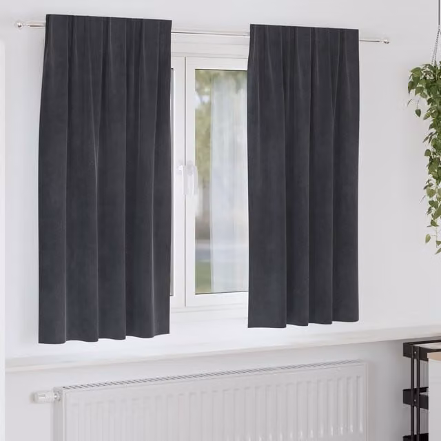 Berkfield Home Light Grey Velvet Blackout Curtains, 2 Pack
