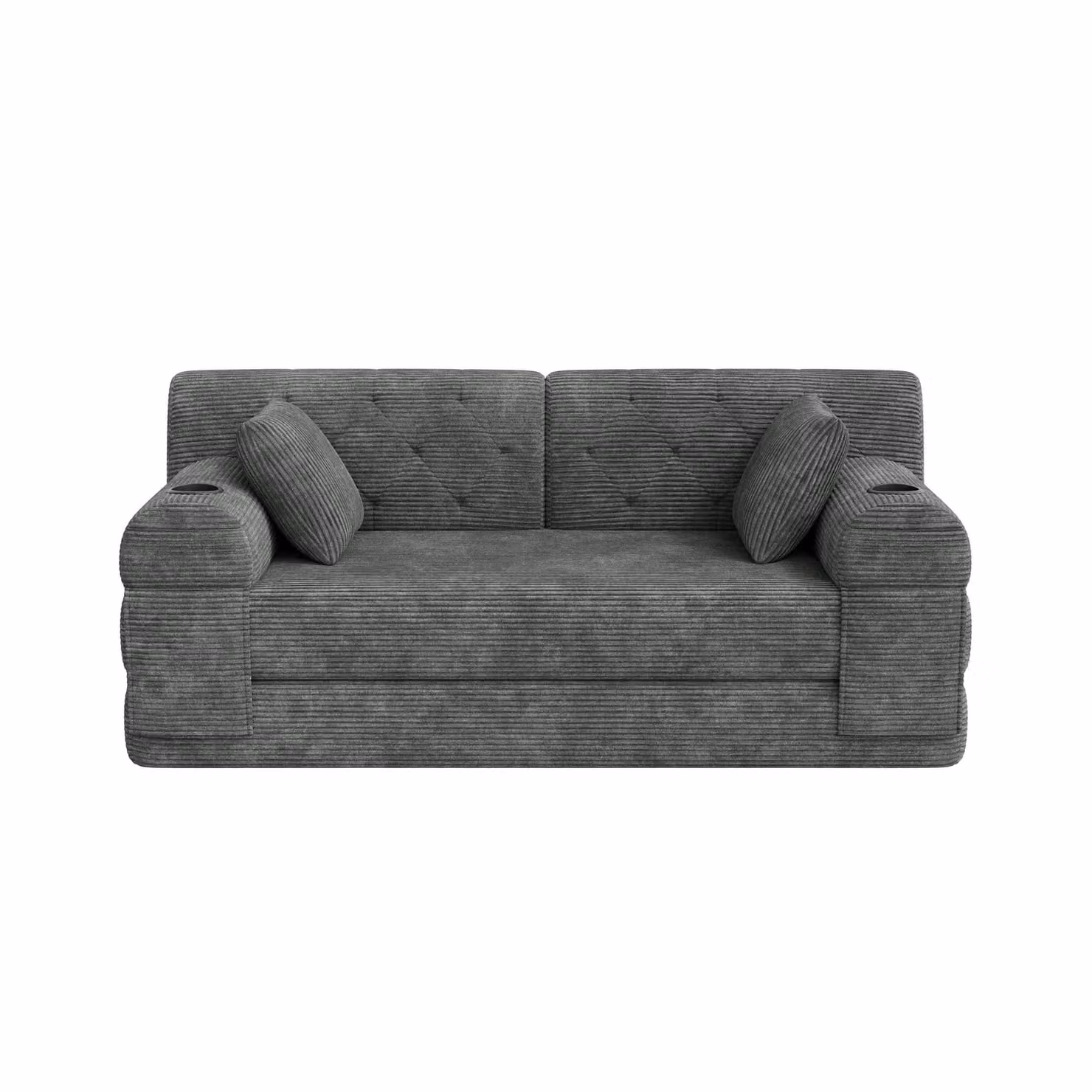 Aosom UK 2-Seater Convertible Sofa Bed with Metal Frame and High-Density Foam in Dark Gray, W: 80 cm, D: 168 cm, H: 81 cm – 2