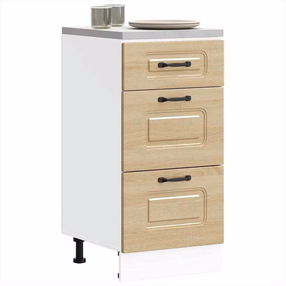 Berkfield Home Kalmar Kitchen Base Cabinet in Sonoma Oak Engineered Wood, W/D/H: 81.5 x 40 x 46 cm – 2