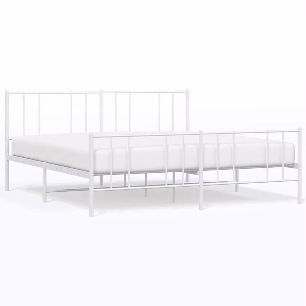 Berkfield Home Metal Bed Frame with Headboard and Footboard in White W/D/H: 187 x 90 x 187 cm – 2