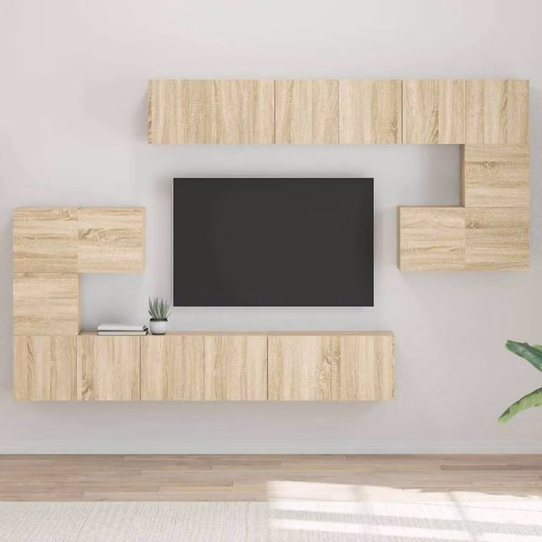 Berkfield Home Modern 10 Piece TV Cabinet Set in Sonoma Oak Light Brown Engineered Wood