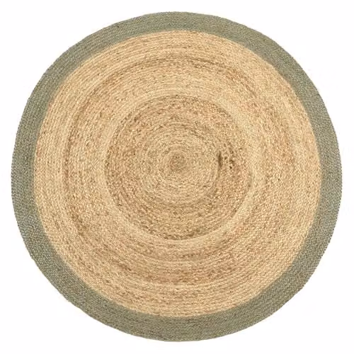 Phoenix Textiles Limited Round Braided Jute Border Rug in Green, Diameter: 150 cm – 1