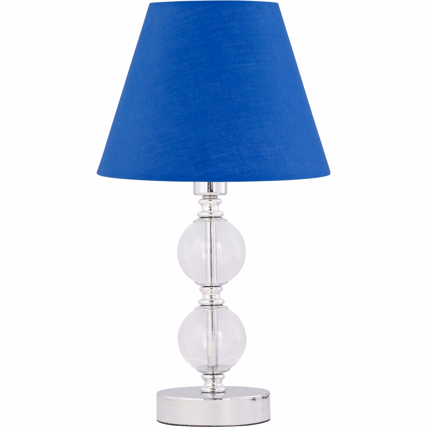 First Choice Lighting Set of 2 Chrome Two Ball Table Lamps with Royal Blue Fabric Shades – 2