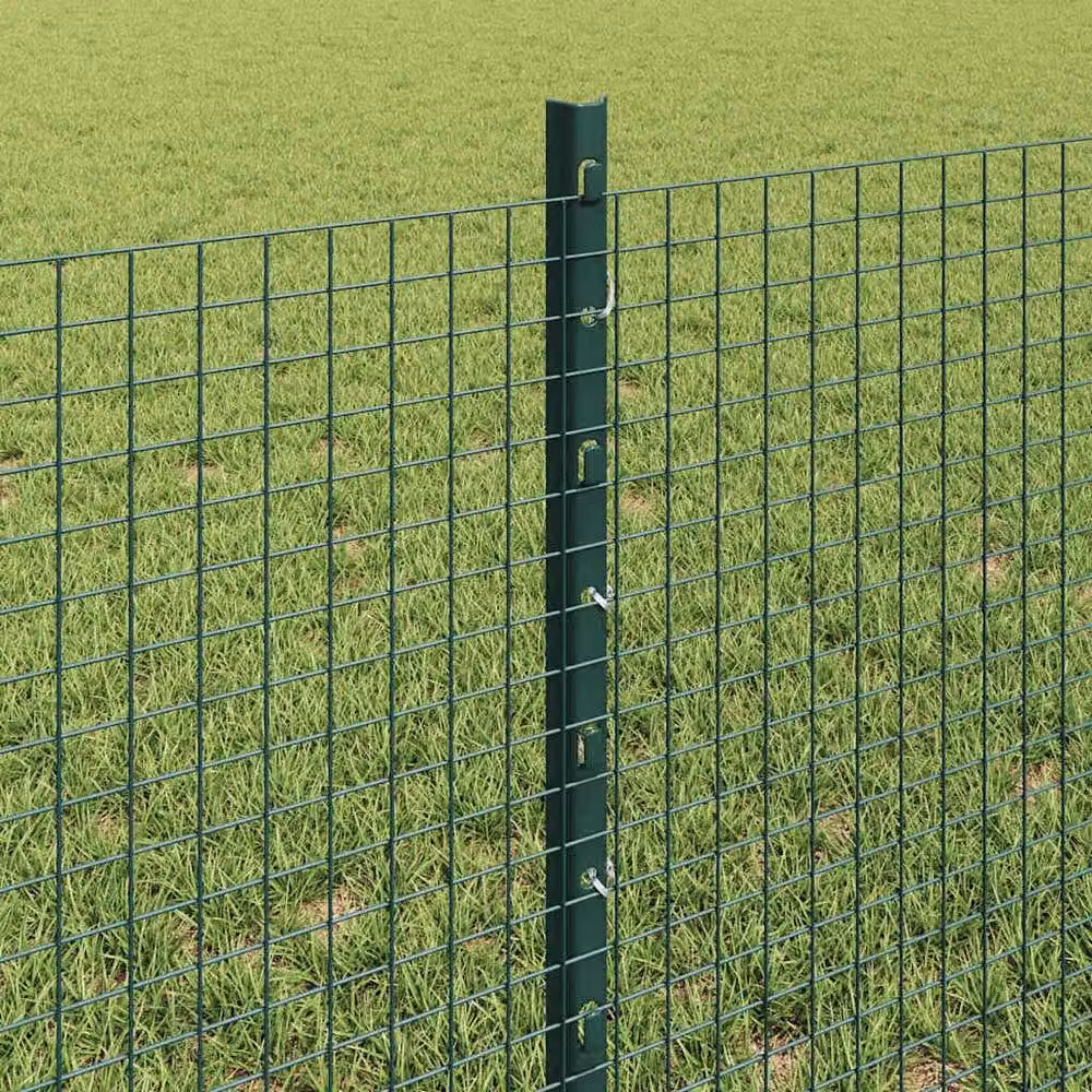 Berkfield Home Green Powder-Coated Steel Welded Wire Fence with 5 U-Profile Posts, W: 100 cm, H: 60 cm, L: 6 m – 3