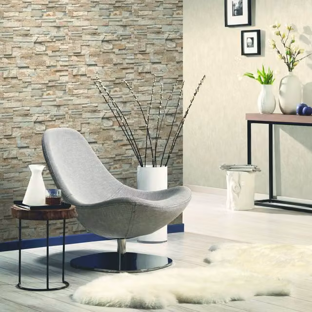Erismann Modern Stone Look Pre-pasted Vinyl Wallpaper Roll in Multicolour