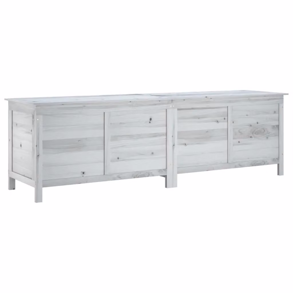 Berkfield Home Rustic White Garden Storage Box made of Solid Fir Wood W/D/H: 198.5 x 50 x 56.5 cm – 2