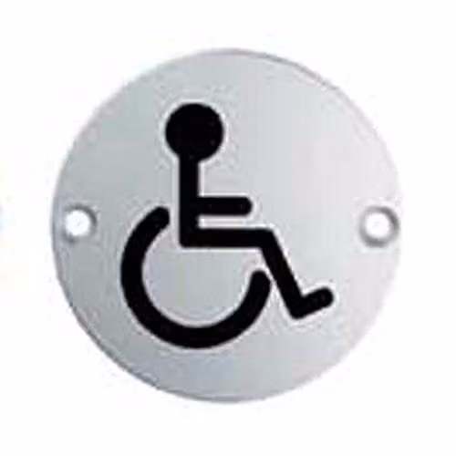 Loops 4 Pack Stainless Steel Bathroom Disabled Symbol Signs in Chrome, 76mm Diameter, 64mm Fixing Centres – 2