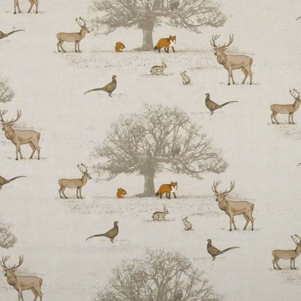 Terrys Nature Floral Cotton Fabric in Orange, Grey and Beige