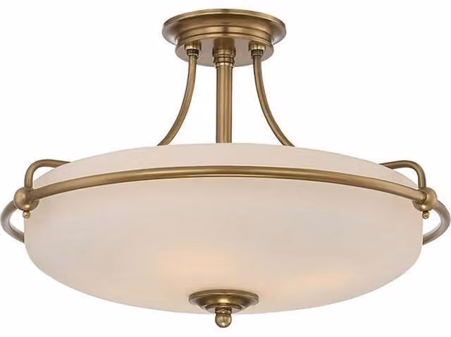 Netlighting Griffin 4 Light Semi Flush Ceiling Light in Gold/Brass with E27 Bulb Holder