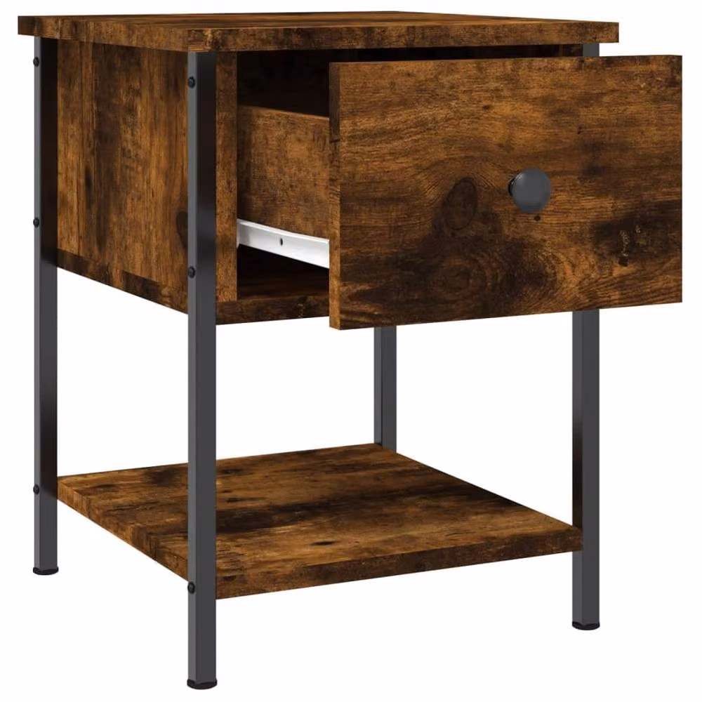 Berkfield Home Set of 2 Bedside Tables in Smoked Oak Brown, W/D/H: 34 x 35.5 x 45 cm – 5